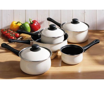 5 Pieces Cookware Set Cream Belly Pan Set Kitchenware Pan Set Cook Set Cream Belly design