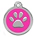 CNATTAGS Personalized Engraved Designers Round Paw Pet ID Tag Dog Tag Cat Tag (Pink)