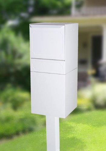 dVault Full Service Locking Mailbox, White Post/Column Mount Delivery Vault, Box and Center Mount In-Ground Post Kit, DVU0050PI-3-KIT, White