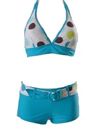 Womens Swimsuit Two Piece Halter with Boy Shorts Bikini Turquoise Womens Swimsuit Two Piece Halter with Boy Shorts Bikini Turquoise