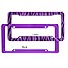 OxGord 1pc Plastic License Plate Frame with ZebraTiger Stripes, Purple Black