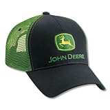 John Deere Black Hat w/ Green Mesh