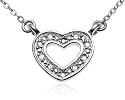 Sterling Silver Diamond Accented Heart Pendant, 18"