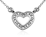 Sterling Silver Diamond Accented Heart Pendant, 18