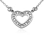 Sterling Silver Diamond Accented Heart Pendant, 18"