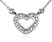Sterling Silver Diamond Accented Heart Pendant, 18"
