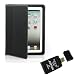 YOOBAO Black Genuine Leather Slim Case Portfolio Case For Apple iPad 2 w/ AGPtek USB ALL in one card reader