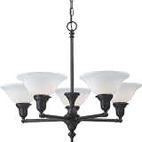 Royce Lighting RC2186 5GL-23 Essex Collection Five Light Chandelier - Oil Rubbed Bronze Finish with White Frosted Glass