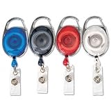 Advantus Carabiner-Style Retractable ID Card Reel, Extends 30 Inches, Assorted Colors, Pack of 20 (AVT75552)