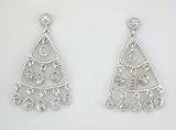 14K White Gold Chandelier Earrings With Diamond Accents