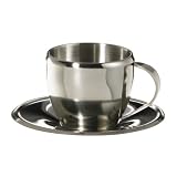 Imusa Espresso Cup and Saucer Set, 2 Piece, Stainless Steel