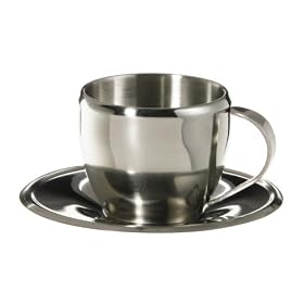 Imusa Espresso Cup and Saucer Set, Stainless Steel