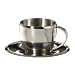 Imusa Espresso Cup and Saucer Set, 2 Piece, Stainless Steel