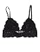 Anemone Womens Full Lace Bralette with Hook Clasp, Black, Small/Medium