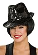 Adult Black Sequin Fedora Hat - Adult Std.