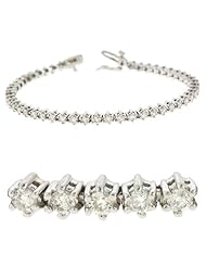 14K White Gold 3cttw Six Prong Set Round Diamond Tennis Bracelet