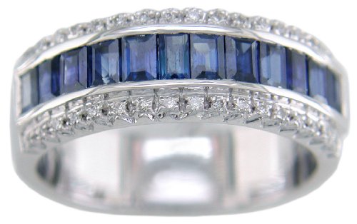 18KW Sapphire & Diamond Band