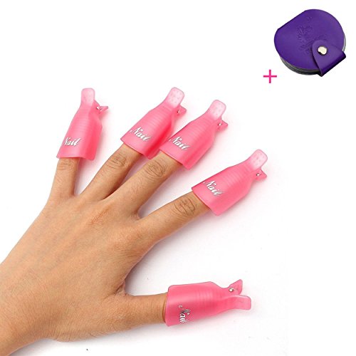 Kingfansion 10PC Plastic Nail Art Soak Off Cap Clip UV Gel Polish Remover Wrap Tool