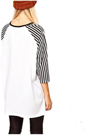 EFeeling Women's Cotton 3/4 Sleeve Eye Lips Print Oversize T-Shirt