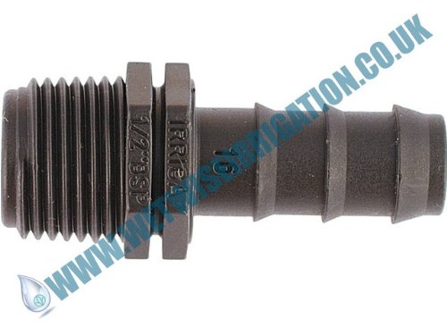Pipe Fitting - 13mm Barbed - 3/4" BSP, Male Straight Connector (2 pack), Irrigation Pond Feature