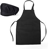 Opromo Colorful Cotton Canvas Kids Aprons and Hat Set, Party Favors