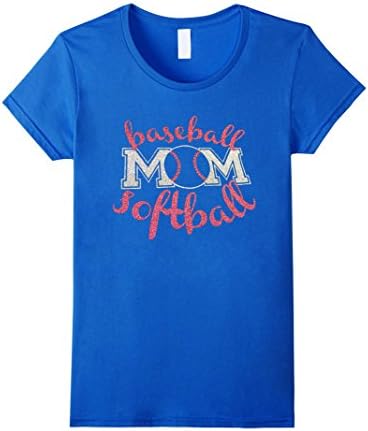 Women's Baseball Heart Softball Love Mom T Shirt XL Royal Blue
