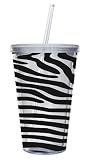 Cypress Home 17-Ounce Insulated Cup With Lid and Straw, Zebra