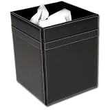 Rustic Black Leather Square Waste Basket