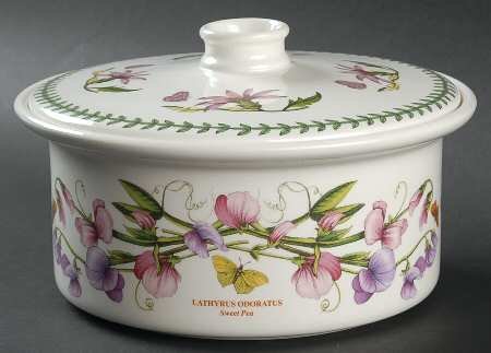 Portmeirion Botanic Garden 1.75 Qt Drum Round Covered Casserole, Fine China Dinnerware