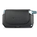 Fashionable Leather Large Size Pouch Protective Carrying Cell Phone Case Size for Apple iPhone 4 16GB 32GB / 3GS - 16GB 32GB 3G - 8GB (It will fit the cell phone already with a Rubber / Silicon Cover into this Leather case) - Black