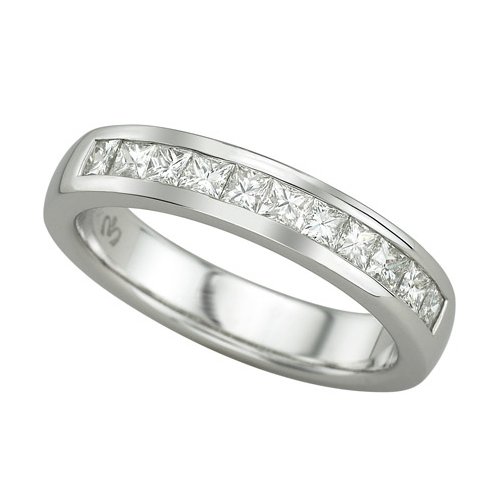 14K White Gold 1 ct. Princess Cut Diamond Men's Ring