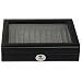 Pen Box Display Storage Black Leather With Lucite Window