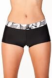 Womens Camille Black Deep Sided Floral Ladies Bikini Brief Shorts Size 10-18 UK