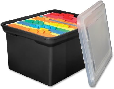 Innovative Storage Design - File Tote, 14-1/8"x18"x10-13/16", Black w/ Clear Lid, Sold as 1 Each, INN 55798