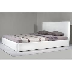 Designer Lederbett / Leder Tex Bett 180 x 200 weiss, Textilleder mit Holz-Rahmen inkl. Lattenrost - Design M�bel Betten 2011