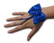 1-Button Shortie Shiny Satin Stretch Spandex Fingerless Flirt Gloves with a 4" Self Bow at the wrist. Cuff extends to the wrist bone.