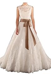 Illusion Lace Open-Back Natural   Waistline   Ball Gown Wedding Dress  With a Sash 