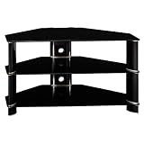 Bush Furniture Segments Corner Swivel TV Stand, Gloss Black/Bright Silver