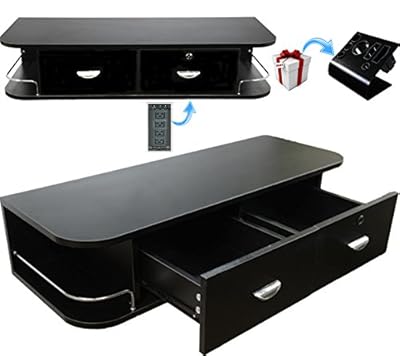 LCL Beauty Locking Wall Mount Styling Station with Black Metal Tabletop Appliance Holder & 4 Port Power Strip