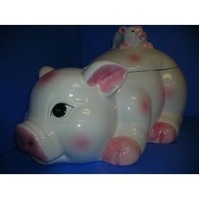 PIG 3-Dimensional pigs Cookie Jar piggy NEW! by KMC/KK-Pig