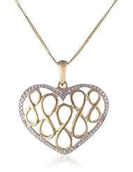 Sterling Silver with Yellow Gold Plated 0.025 cttw Diamond-Accented Heart Infinity Pendant Necklace, 18"