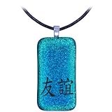 Chinese FRIENDSHIP - Dichroic Glass Pendant Charm with .925 bail