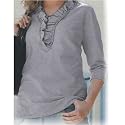 BellaDonnaModen Romantisch verspieltes Edel-Shirt Volant Grau