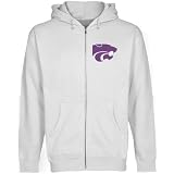 NCAA Kansas State Wildcats White Logo Applique Midweight Full Zip Hoody