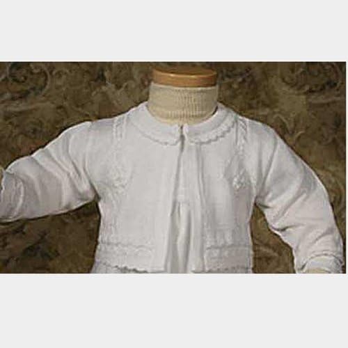 Baby Girls Pretty White Knit Scalloped Edge Christening Sweater 3M-24M