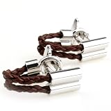 Brown Leather Wrap Around Cufflinks by Cuff-Daddy