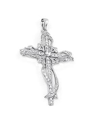 Bling Jewelry Sterling Silver CZ Pave Antique Victorian Cross Pendant