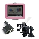 GPS car holder + pink 3.5 inch silicon skin case + black dual car charger for Garmin nuvi 200
