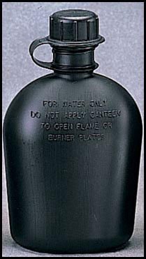 606 G. I. 1 Quart Black Plastic Canteen