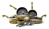 Paula Deen Porcelain 12-Piece Cookware Set, Olive Paula Deen Porcelain 12-Piece Cookware Set, Olive